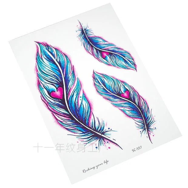 Водостойкие временные тату-наклейки пикантные женские перо боди-арт Большие