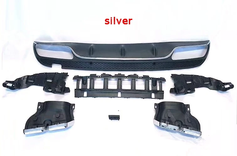 C Class ПП диффузор губа на задний бампер с выхлопная система для Benz W205 C200 C220 Седан 4