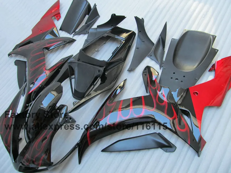 100% полный набор обтекателей для YAMAHA YZF R1 2002 2003 комплект 02 03 красное пламя запасные