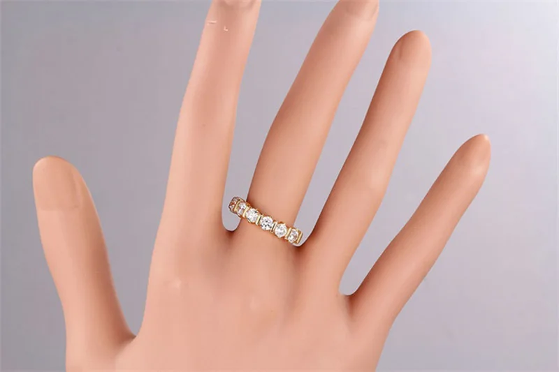 Новый дизайн прозрачный кубический цирконий CZ желтое золото цвет для помолвки