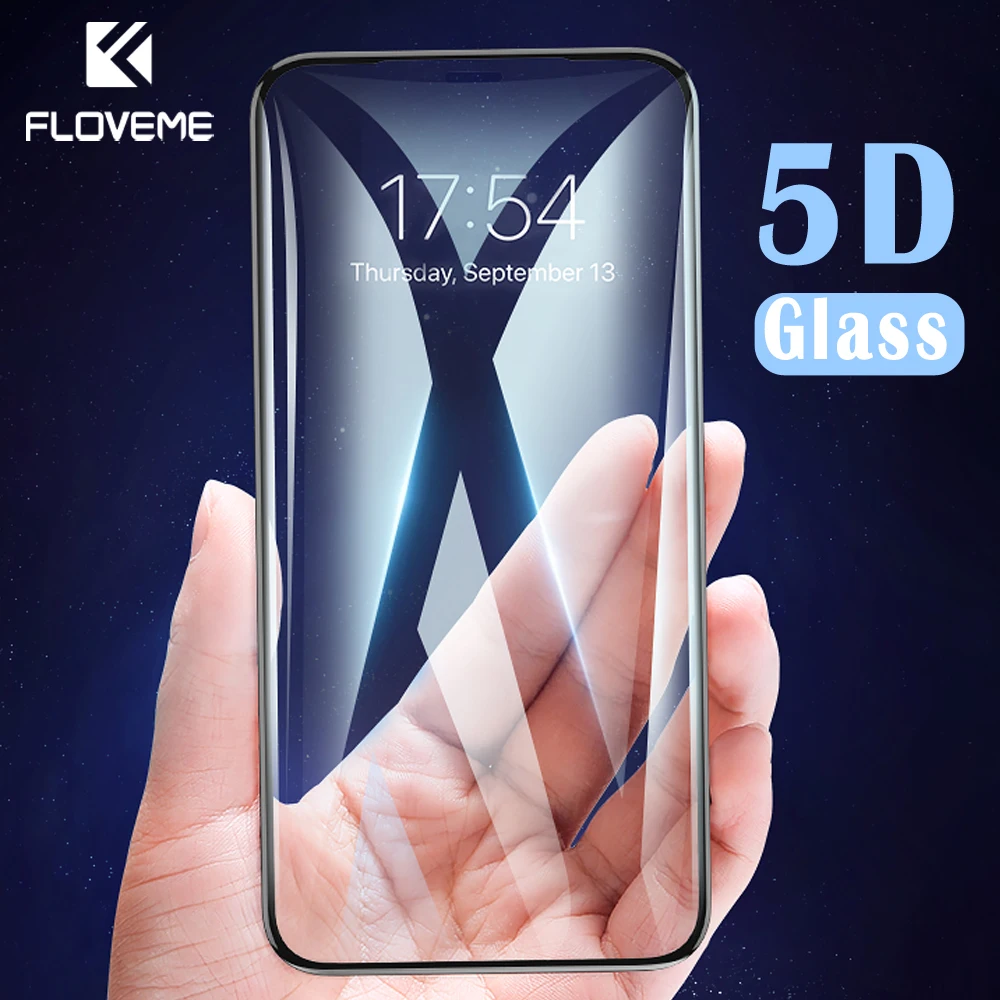 FLOVEME 5D закаленное стекло на для iPhone 7 6 6S 8 плюс экран протектор Защитное стекло для iPhone X XS Max XR 6 7 полный плёнки стекло на айфон 7 6 6s 8 стекло на айфон 6 8 7 Plus защитное стекло на айфон 6 7 Xs Max