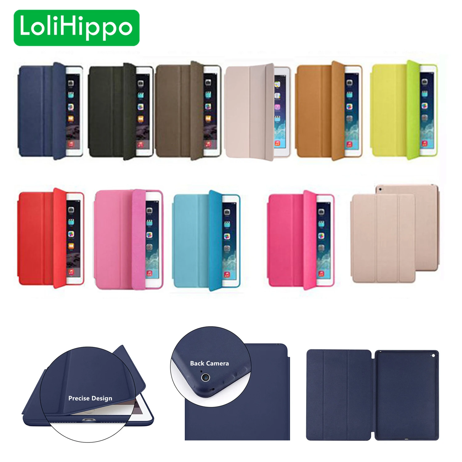 LoliHippo PU кожаный чехол для iPad 7 9 mini 1 2 3 4 силиконовая Мягкая задняя крышка Trifold