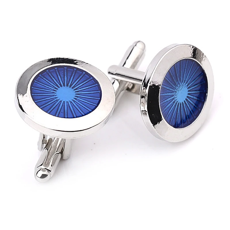 Запонки мужские классические Круглые синие на пуговицах|brand cufflinks for mens|cufflinks