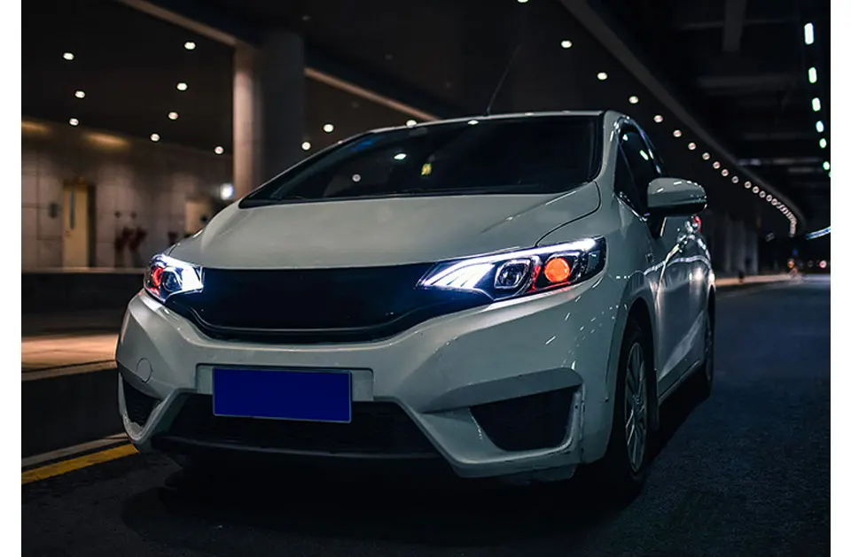 AcooSun светодиодный автомобильный фары в сборе для Honda Fit/JAZZ светодиодный Demon Eyes DRL указатели поворота объектив проектора