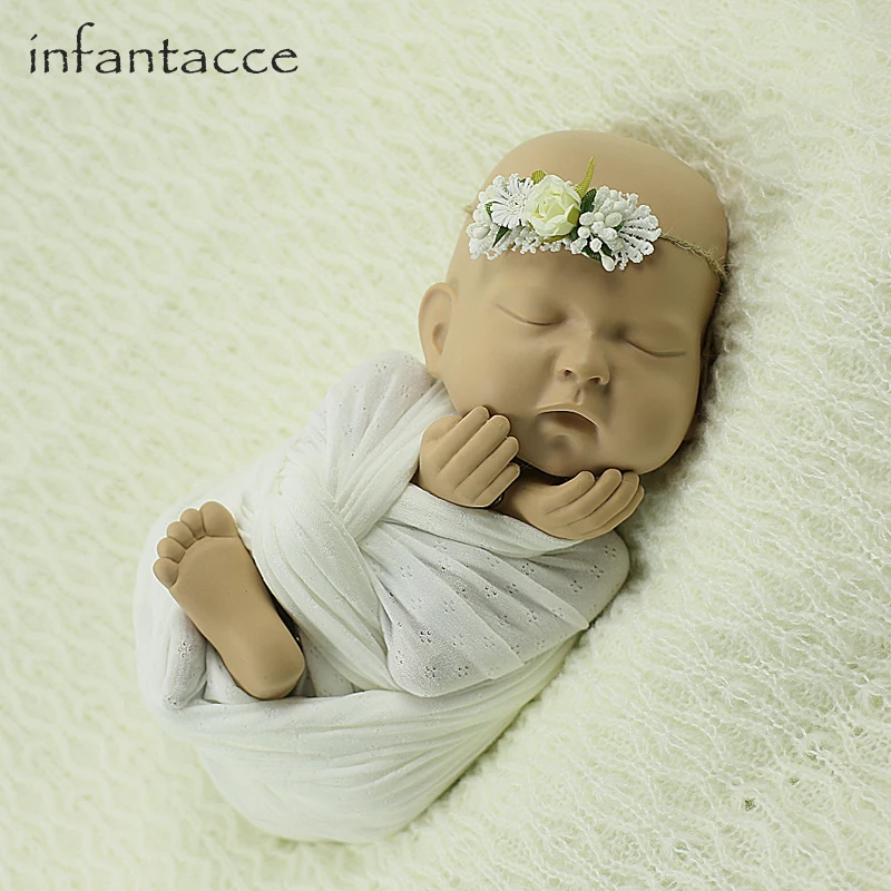newborn photography props backdrop blanket+wrap+headband set baby photo wraps blanket hair accessories hairband cocoon | Мать и ребенок