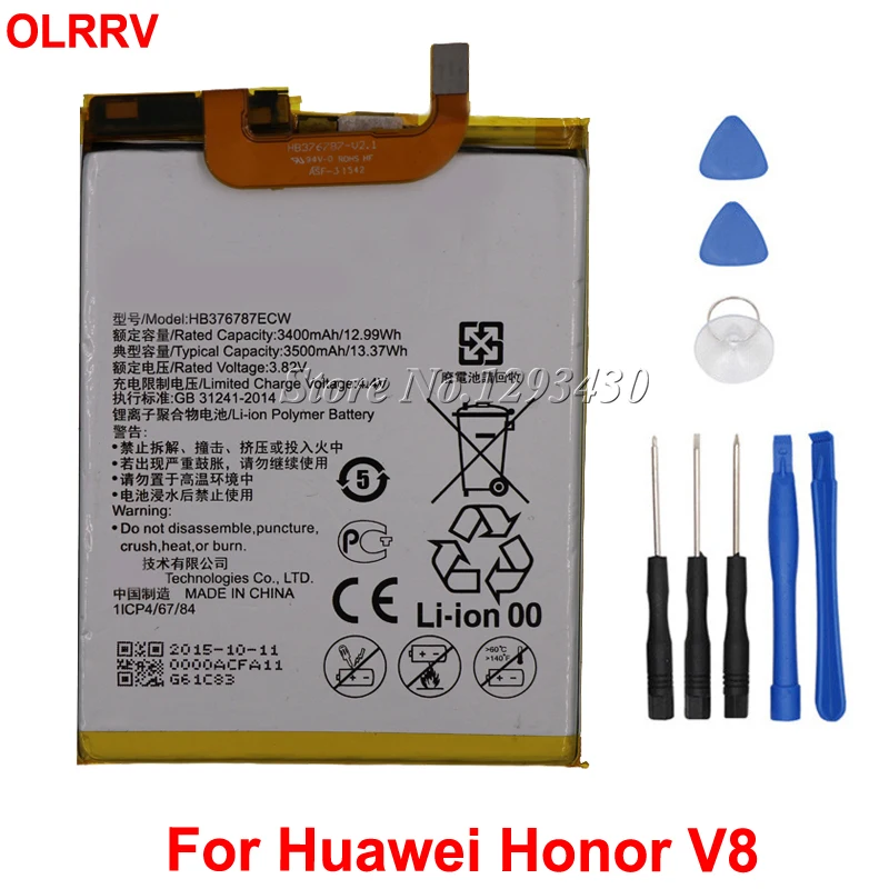 3400mAh HB376787ECW батарея для Huawei Honor V8 Batterie Bateria Аккумулятор AKKU высокое качество +