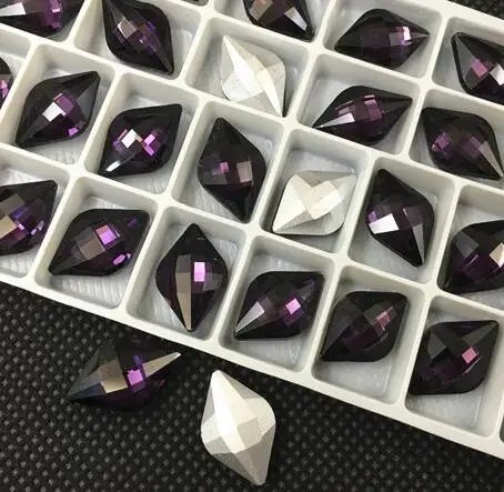 amethyst 30 шт. 12x19 мм стеклянный кристалл лимон ромб изысканный камень заостренный назад горный хрусталь много цветов Изготовление ювелирных изделий - Цвет: amethyst