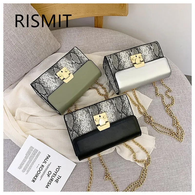 RISMIT Ретро змеевидная цепь сумка с принтом маленькие сумки женские из