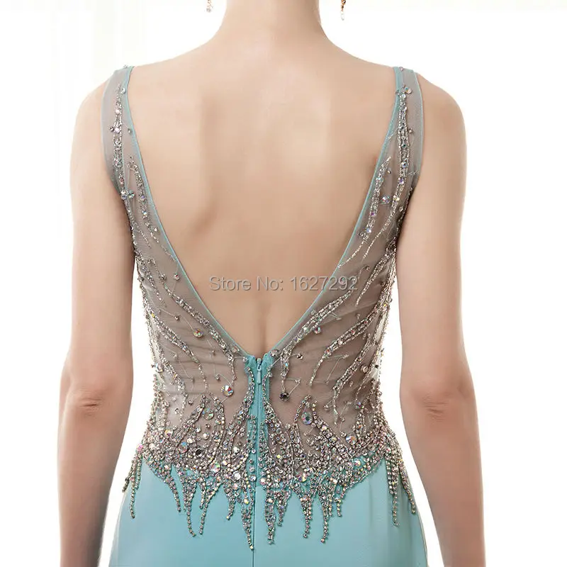2015 Custom Made Sexy Backless V-Neck Long Formal Gowns Beading Crystal Evening Dress Gown Abendkleider | Свадьбы и торжества