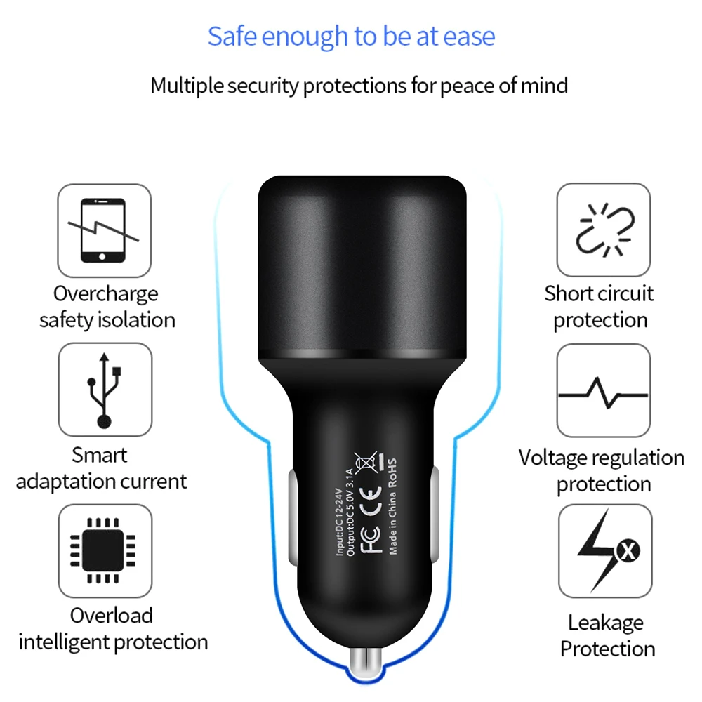 1 шт. подходит для планшета мобильного телефона 3.1A двойной usb адаптер зарядное