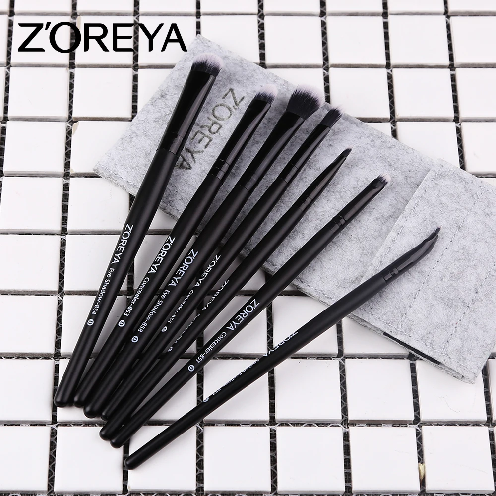 Брендовые кисти для макияжа глаз ZOREYA 7 шт. с сумкой подводка тени век кисть