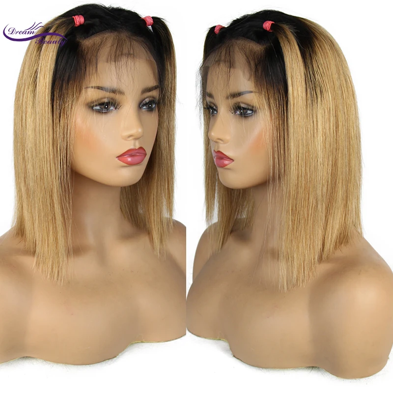 Dream beauty 613 парик из натуральных волос бразильские волосы Remy Омбре блонд Короткие