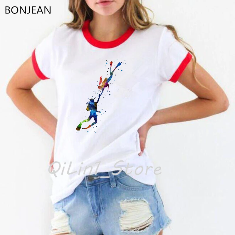 2019 летние топы модная футболка Женская Акварельная с акварельным принтом для