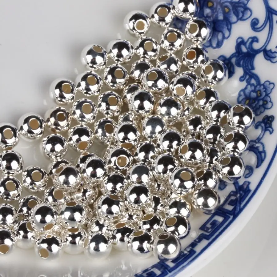 

NEW 50pcs Solid 925 Sterling Silver 7mm Smooth Round Beads for bracelet