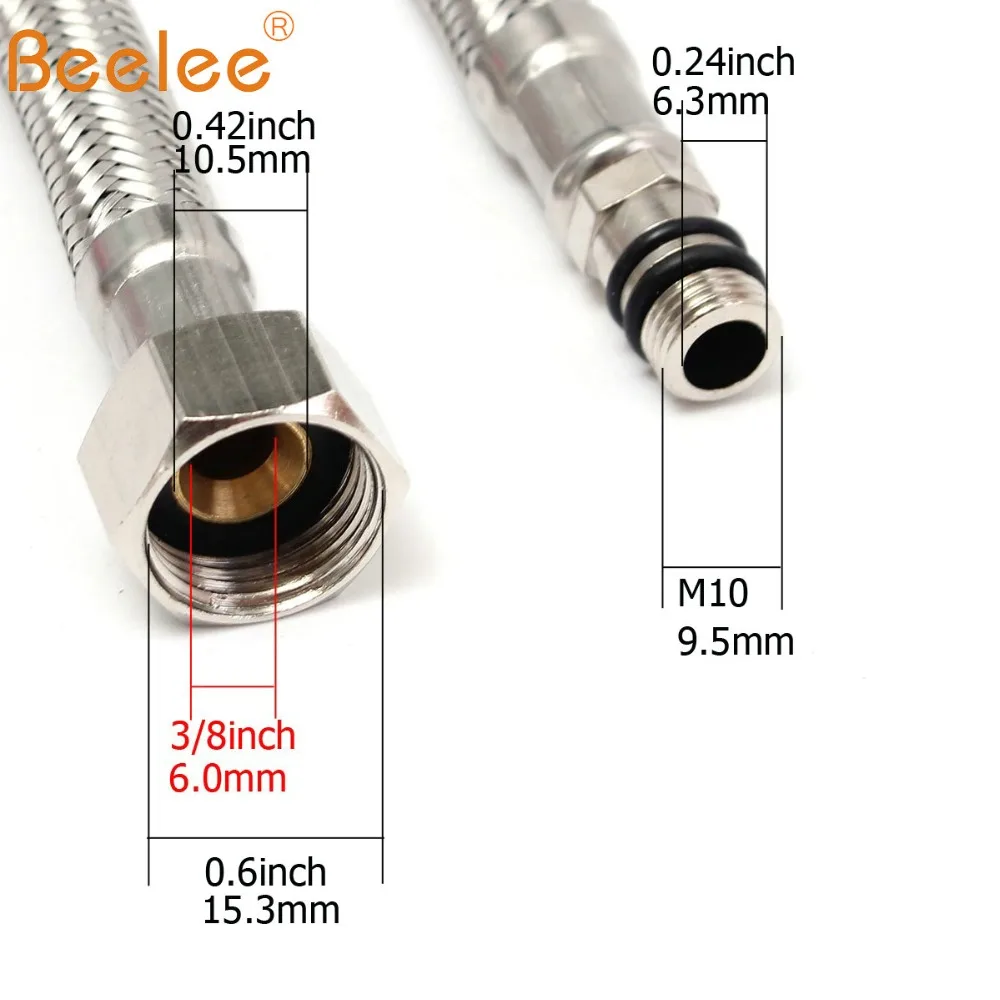 

Beelee 60cm Plumbing Hose G1/2" G3/8" Stainless Steel Flexible Cold / Hot mixer Faucet Water Supply Pipe Hoses Bathroom Parts