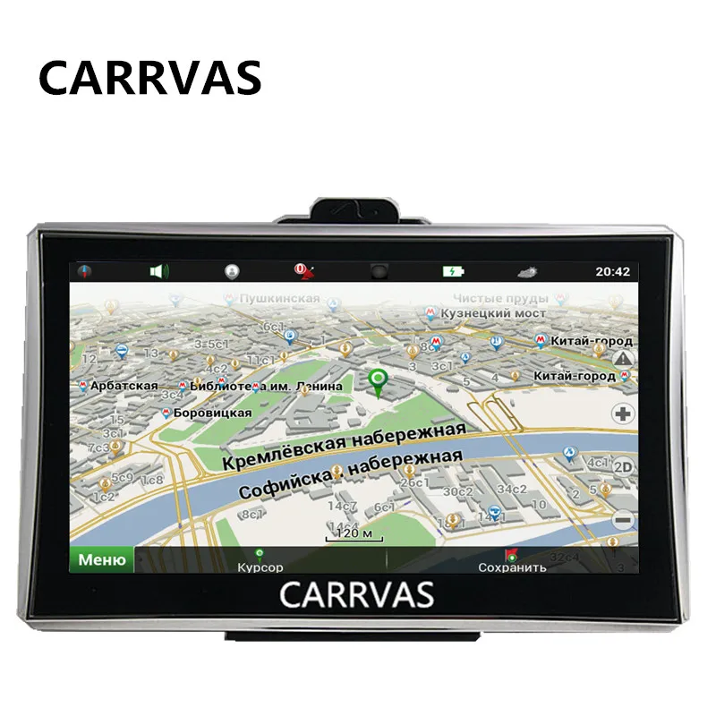CARRVAS 7 дюймов Россия Автомобильный gps навигатор 800 МГц FM/8G/DDR3 256M CE6.0 Европа