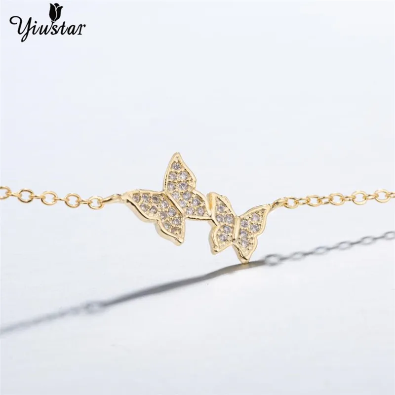 Женский браслет бабочка yiustar элегантный простой с кристаллами ювелирное изделие