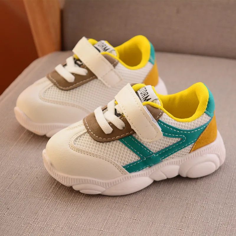 Детские кроссовки с сеткой Повседневная обувь желтого цвета для мальчиков