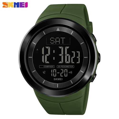 Army Green SKMEI Роскошные спортивные часы мужские цифровые военные часы уличные калории шагомер компас водонепроницаемые мужские наручные часы reloj hombre - Цвет: Army Green