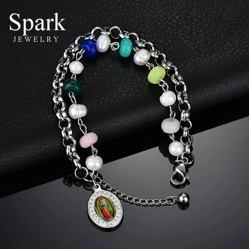 Женские двухслойные браслеты цепочки из нержавеющей стали очаровательные