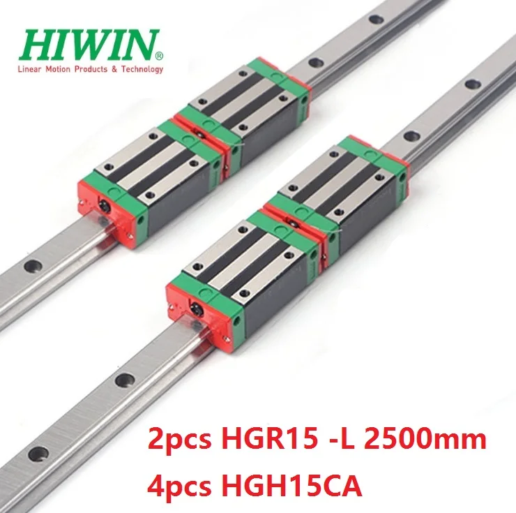 

2pcs 100% original Hiwin linear guide rail HGR15 -L 2500mm +4pcs HGH15CA linear narrow blocks for cnc router parts