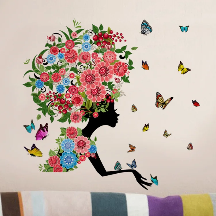 New 3D Flower Fairy Pokemon Girl Kids Rooms Home Decor Wall Stickers Wallpaper Children Adesivo De Parede Poster Mural | Дом и сад