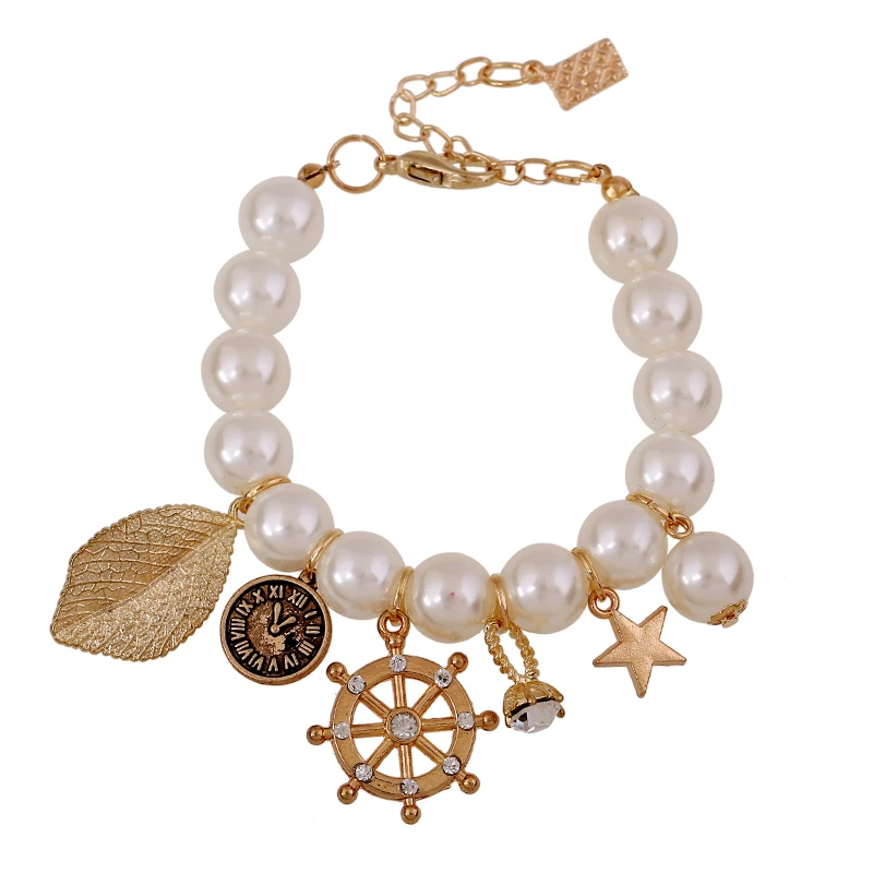 Якорь часы с листом звезда Шарм Браслеты Европейская мода ювелирные изделия