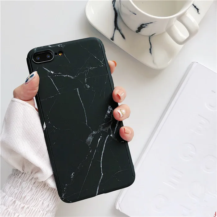 07 QINUO чехол для телефона с мраморным камнем на 360 градусов для iPhone 11 Pro Max X XR XS Max 6 6S 7 8 Plus 5 5S SE чехол из закаленного стекла - Цвет: 07