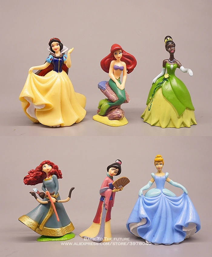 Disney Белоснежка Белль принцесса 9 см 6 шт./компл. Мини кукла фигурка аниме