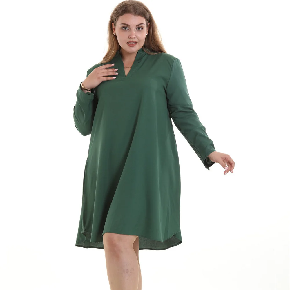 Большие размеры 5xl женские платья с v-образным вырезом европейские шифоновые