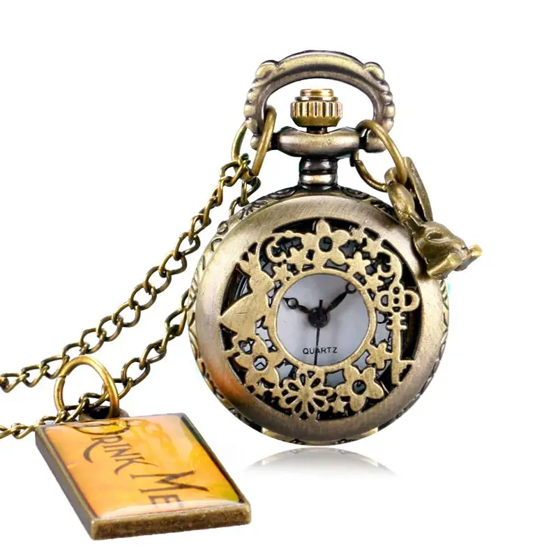 Популярные винтажные карманные часы с бронзовым кулоном 2020 бирка Алиса в стране