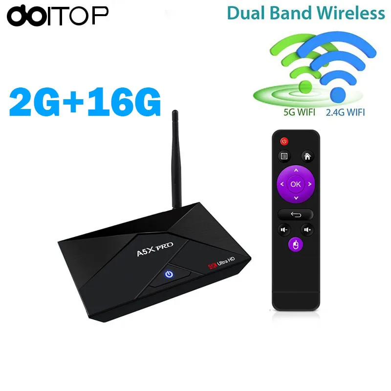 Двухдиапазонная Беспроводная ТВ-приставка HD WiFi Android 7 1 Интернет 2G + 16G Smart RK3328 4K