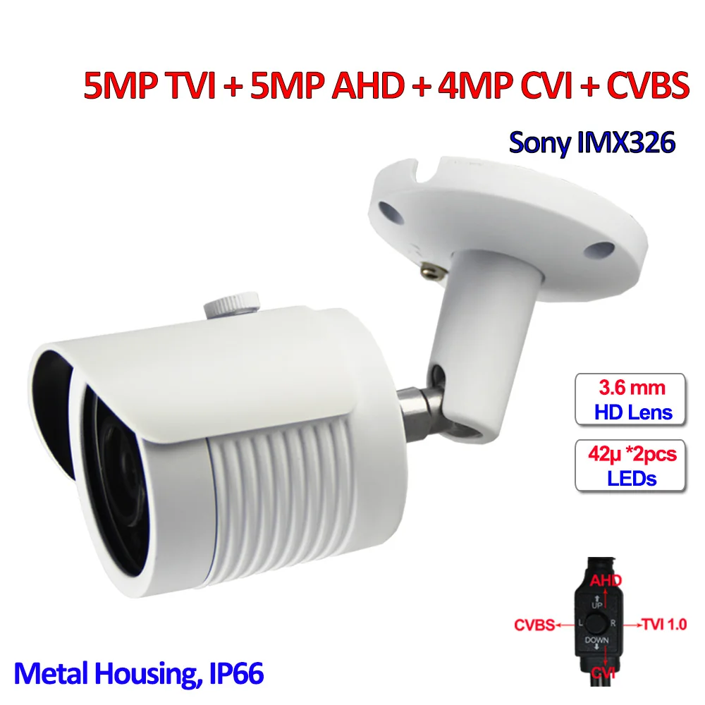 5mp TVI AHD 4mp CVI камеры видеонаблюдения imx326 CMOS 4in1 IP66 Камеры Безопасности ИК dnr UTC osd HD