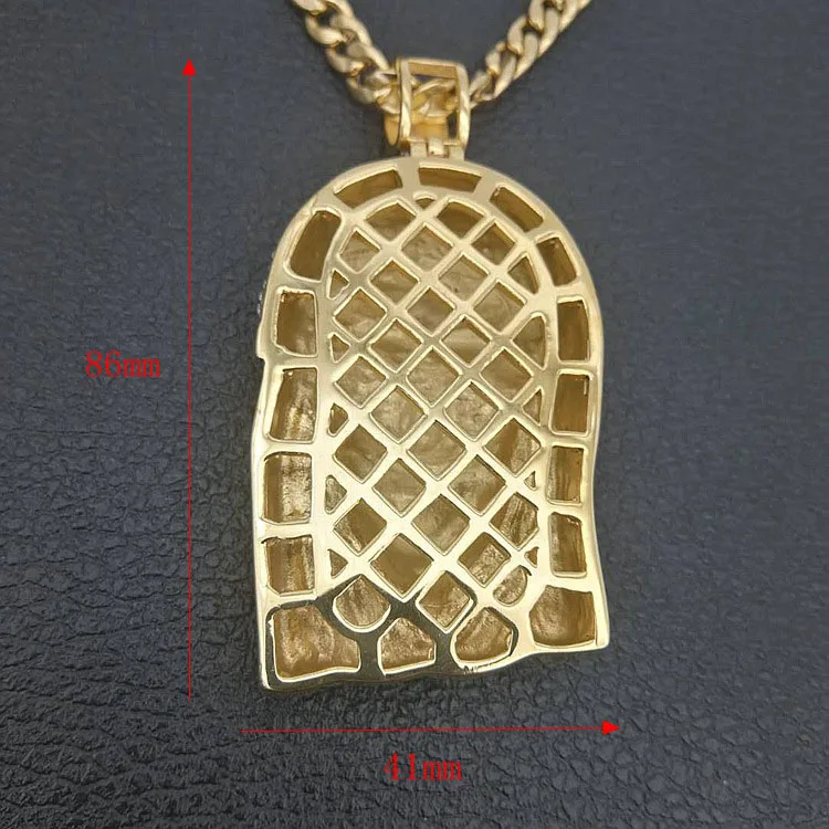 Хип хоп раппер Bling Iced Out большой кусок Иисуса Подвески Ожерелья золотистого цвета 316L ювелирные изделия из нержавеющей стали без цепочки