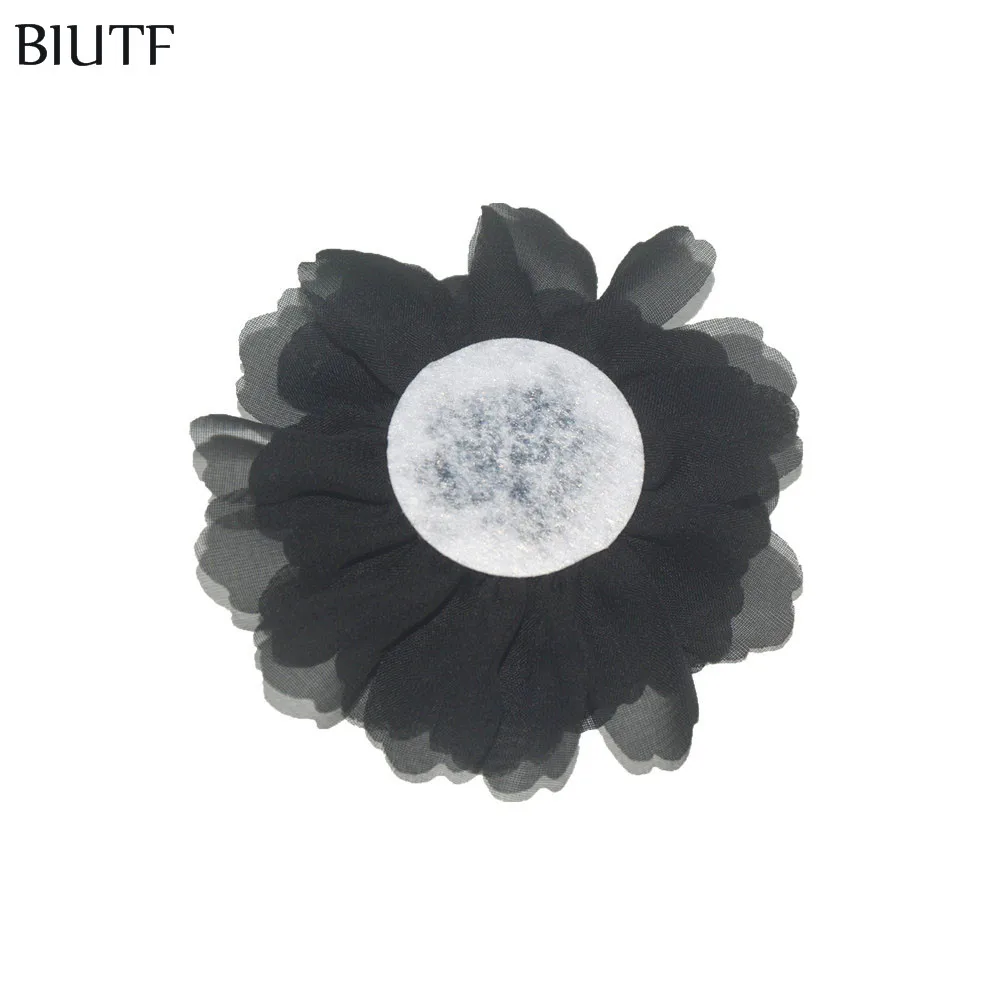 100 шт./лот однотонный яркий Шифоновый Цветок с зажимом для волос TH245|chiffon flowers|flower