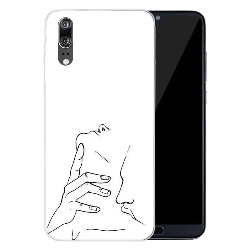 Sketch Couple Soft Silicone Phone Back Case For Huawei P20 P30 P8 P9 P10 lite Pro Plus P Smart + TPU Cover |