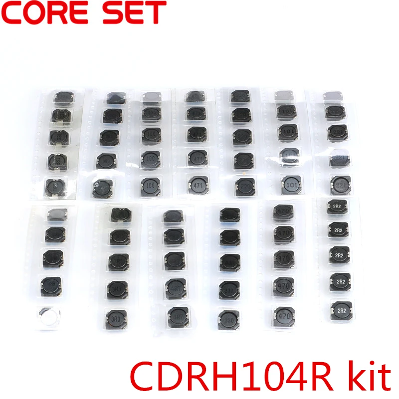 

65pcs 13Values SMD Power Inductors Assortment Kit 2.2UH-470UH Wire Wound Chip Shielded Inductor High Quality CDRH104R