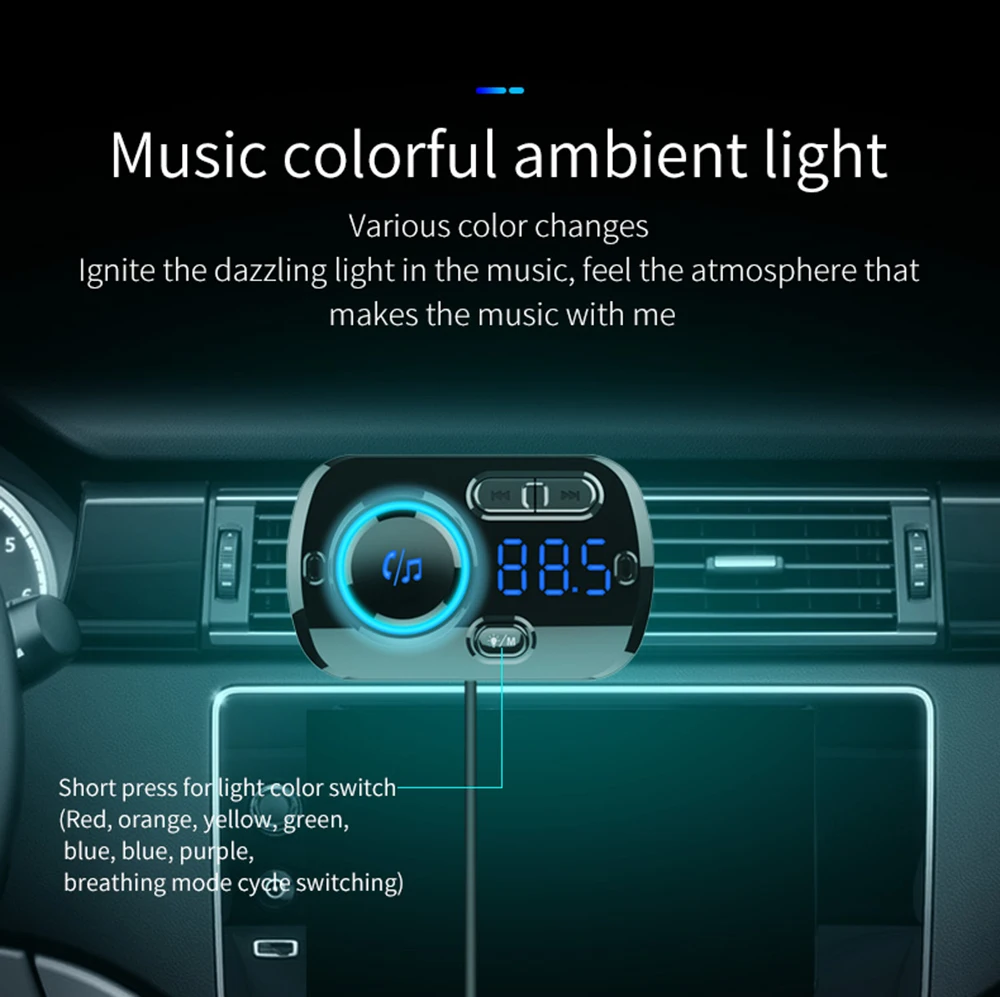 JINSERTA Handsfree Автомобильный Mp3 плеер Bluetooth 5,0 fm-передатчик QC3.0 зарядное устройство 3,5 мм AUX вход с TF воспроизведение музыки