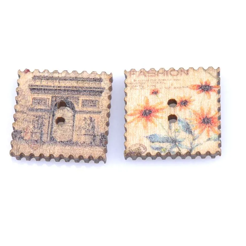 50 шт. деревянные Швейные Кнопки Эйфелева башня почтовый штамп шаблон ручной