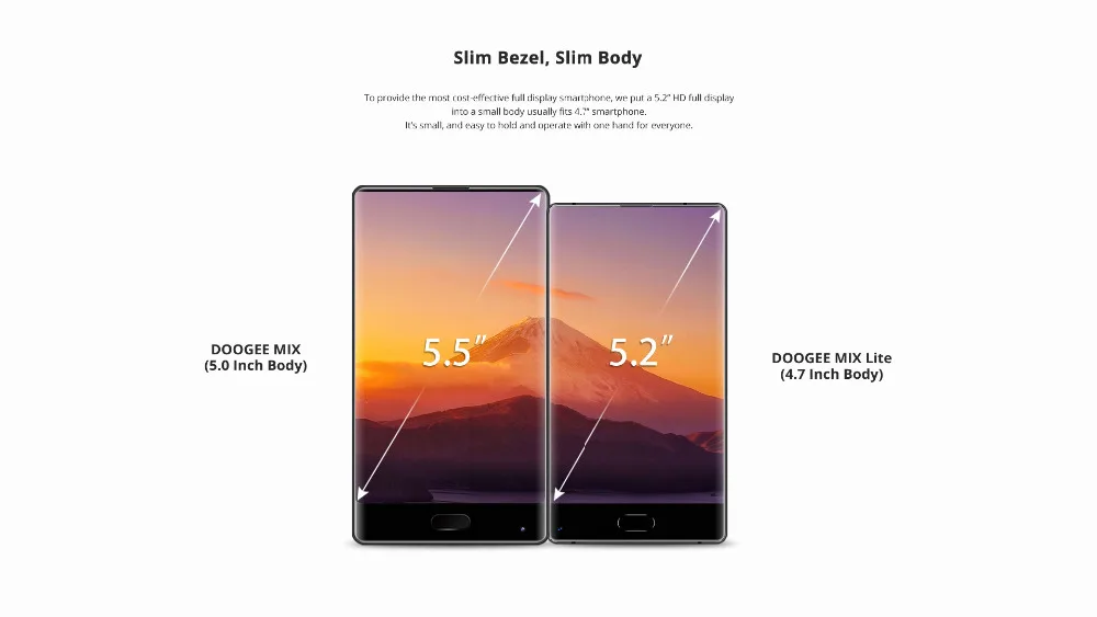 DOOGEE MIX Lite 4G LTE мобильный телефон Android 7 0 MTK6737 2 ГБ + 16 Гб четырехъядерный 13MP 5 &quotБезель