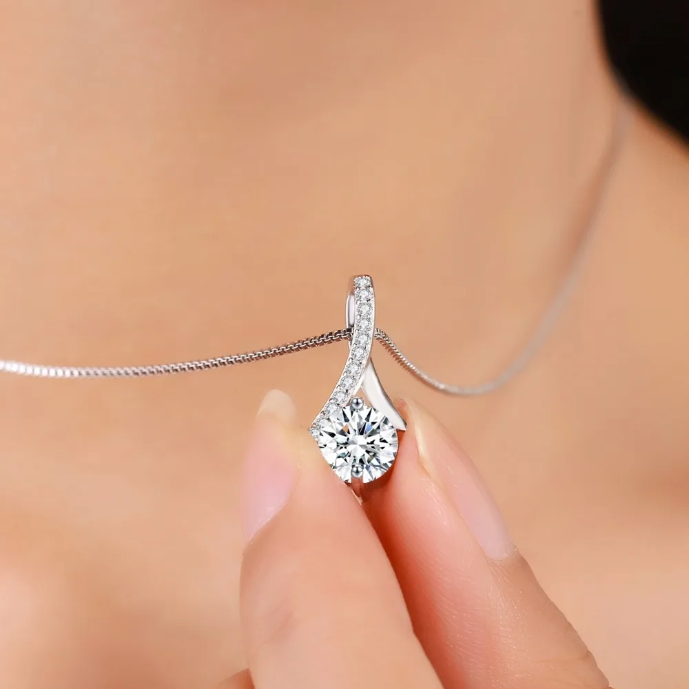YINHED 100% Genuine 925 Sterling Silver Wedding Necklace Classic Six Claws CZ Diamant Pendant for Women Wholesale ZN092 | Украшения и