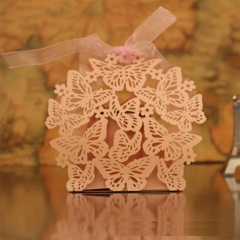 100 шт./компл. романтическая Подарочная коробка с бабочкой для украшения свадьбы DIY