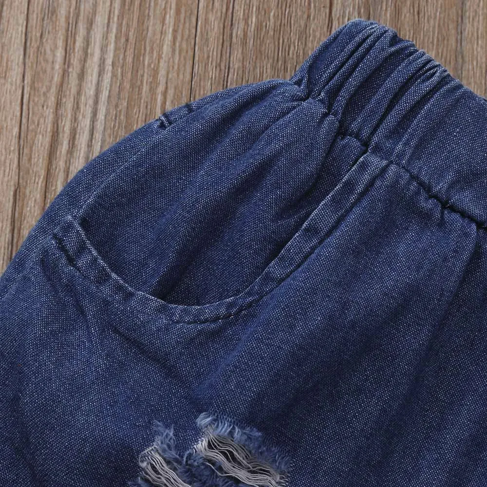 Топы без рукавов с индийским цветочным принтом для маленьких девочек + джинсовые