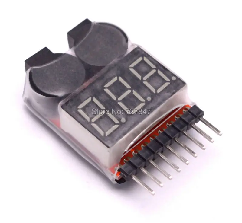 

3.7-30V 1-8S Lipo/Li-ion/Fe Battery Voltage 2IN1 Tester Low Voltage Buzzer Alarm