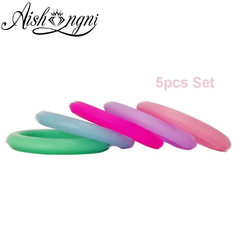 AISHANGNI 5pc/set 3mm Size 4-8 Food Grade FDA Silicone Ring Set Hypoallergenic Flexible Sports Rubber Finger Rings For Women | Украшения и