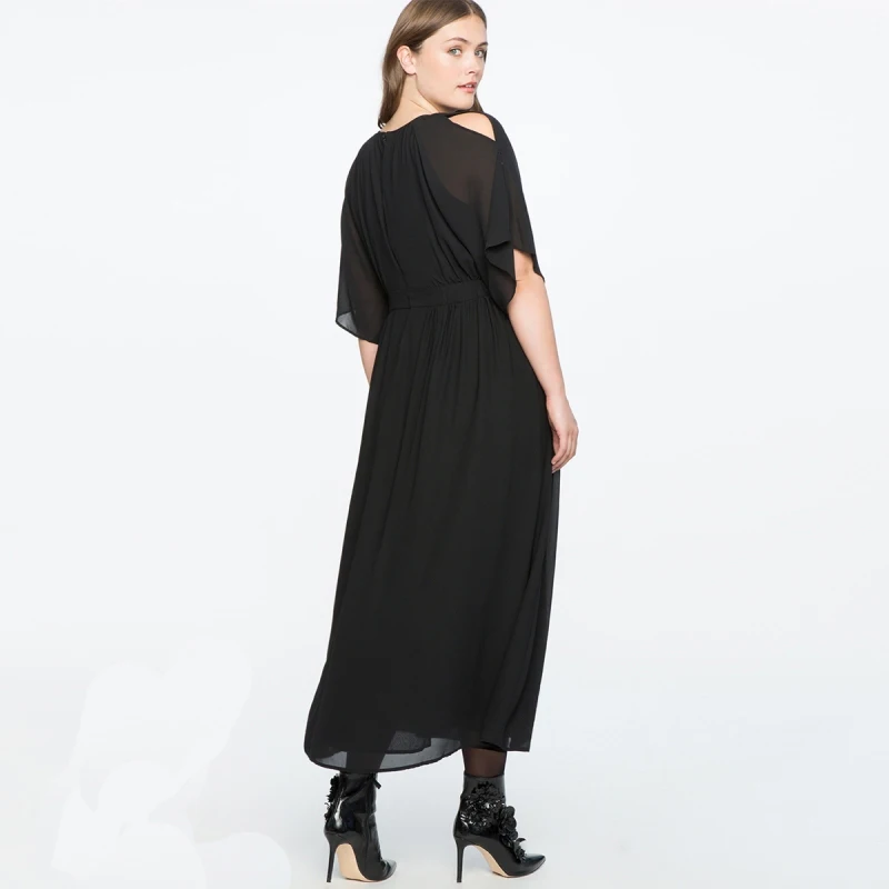 7XL 6XL шифон Для женщин летнее платье 2018 плюс Размеры офисные Стиль Высокая Талия