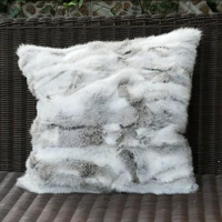 free shipping cx d 17a real natural grey rabbit fur cushion cover pillow case almofada christmas decorations for home decorative