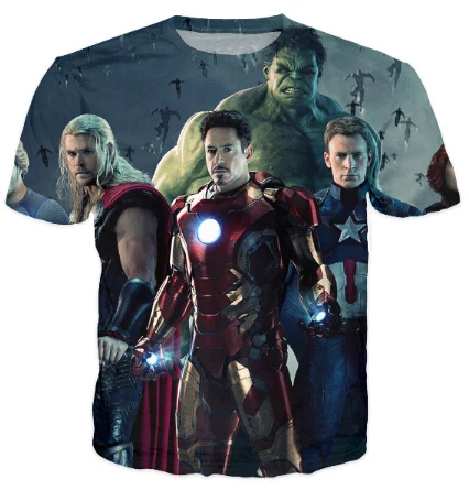 Marvel Мстители Капитан Америка Железный человек Тора Халка футболки летние