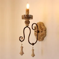 american old wall lamp vintage carved wooden bedside lamp nordic garden wrought iron bedroom dining room crown wall lamp
