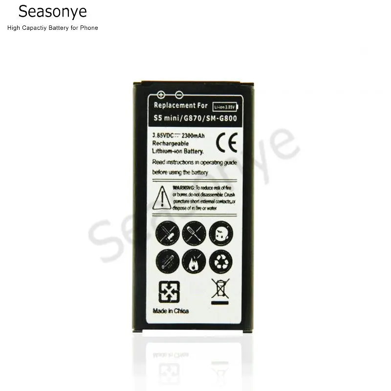 Seasonye 2300mAh EB BG800BBE 3.85VDC Сменный аккумулятор для Samsung Galaxy SV Mini S5 mini G870 SM G800F G800 + код